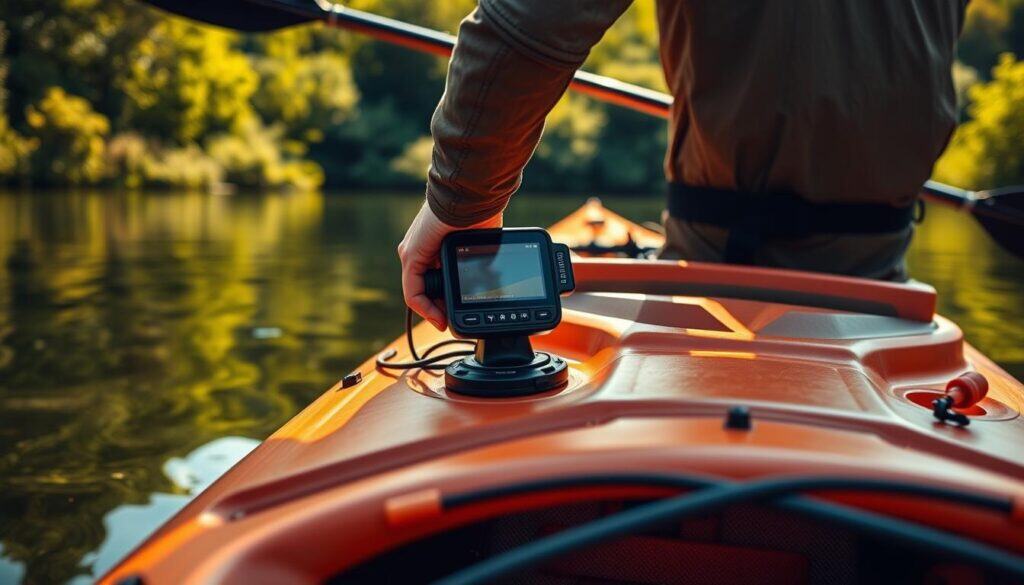 installing a depth finder on a kayak